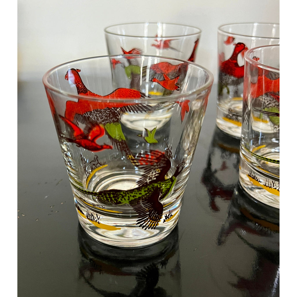 Vintage Pheasant Lowball Glasses, set of 4 -  POSH 