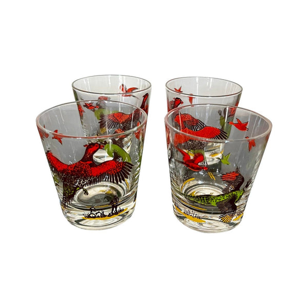 Vintage Pheasant Lowball Glasses, set of 4 -  POSH 