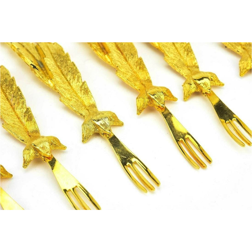 24K Plate Oyster Cocktail Forks, Set of 6 - POSH