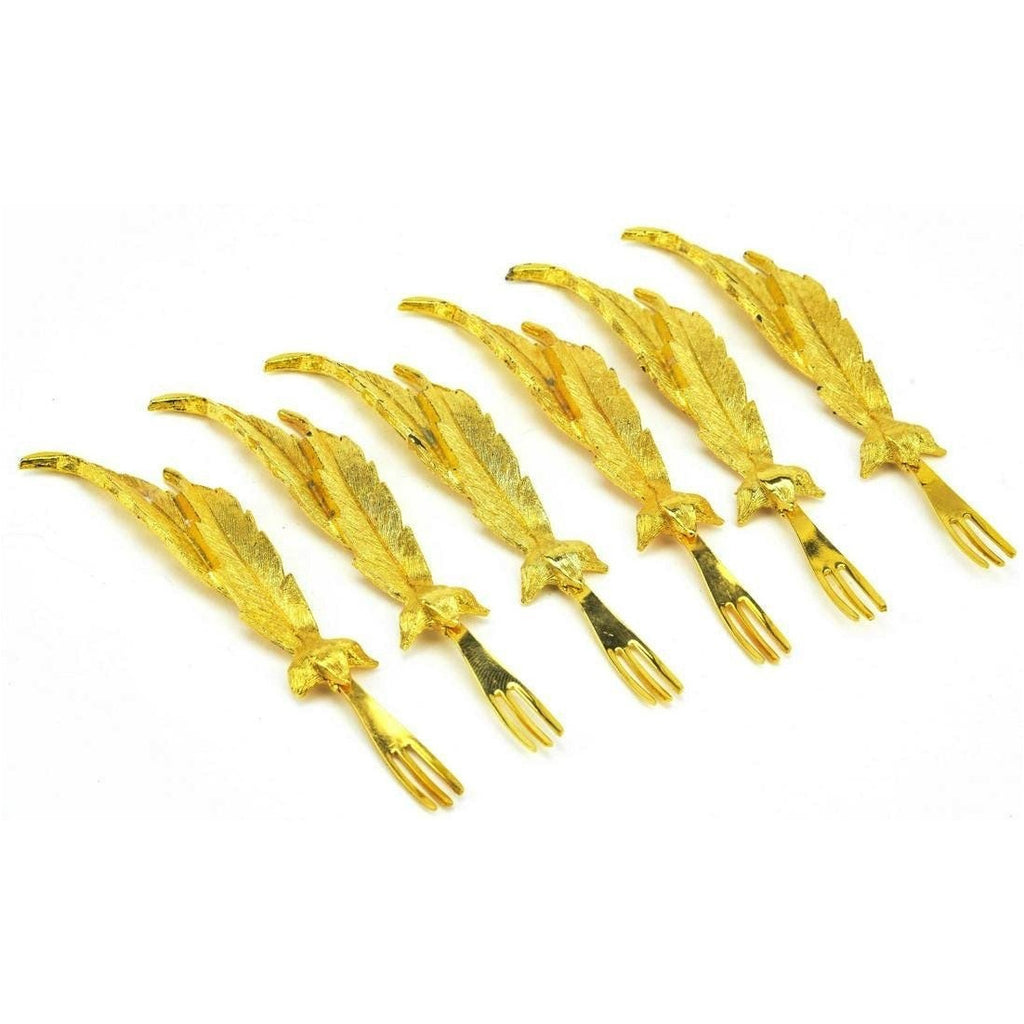 24K Plate Oyster Cocktail Forks, Set of 6 - POSH