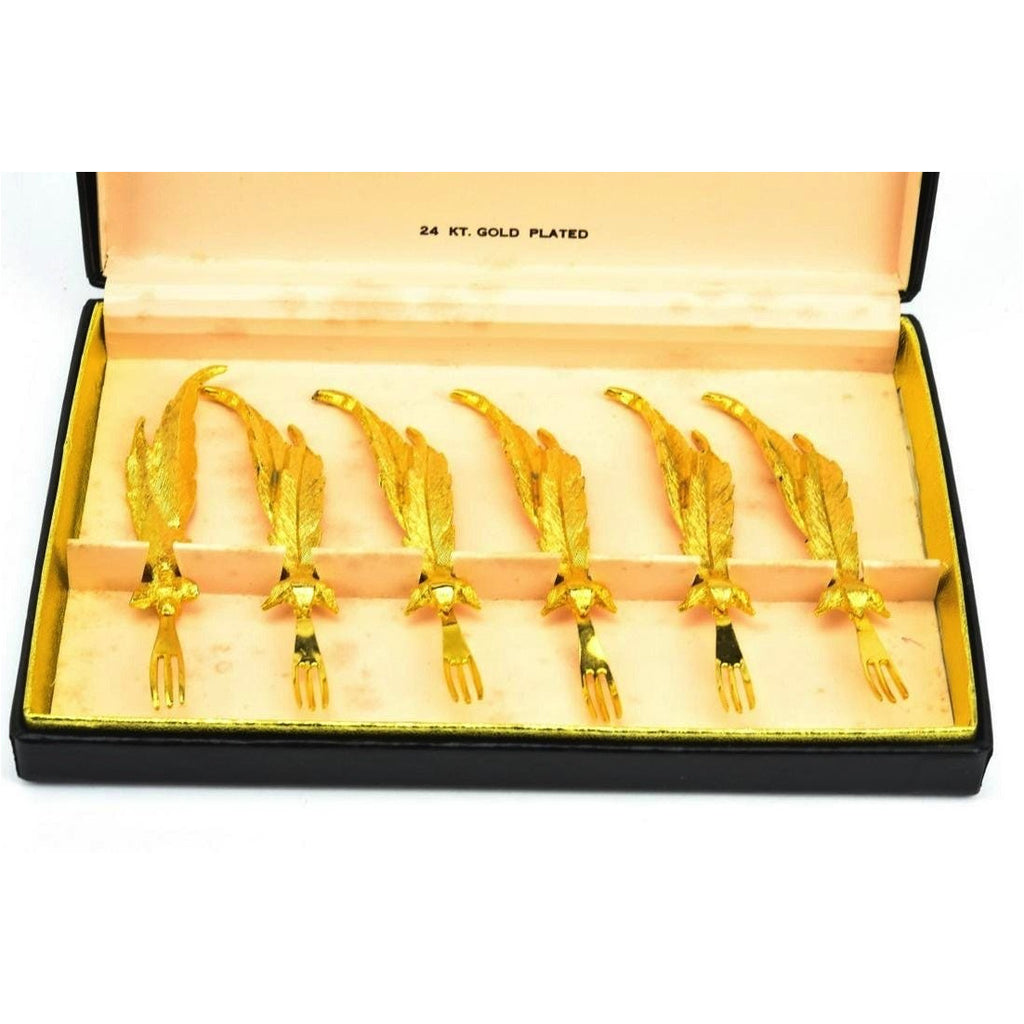 24K Plate Oyster Cocktail Forks, Set of 6 - POSH