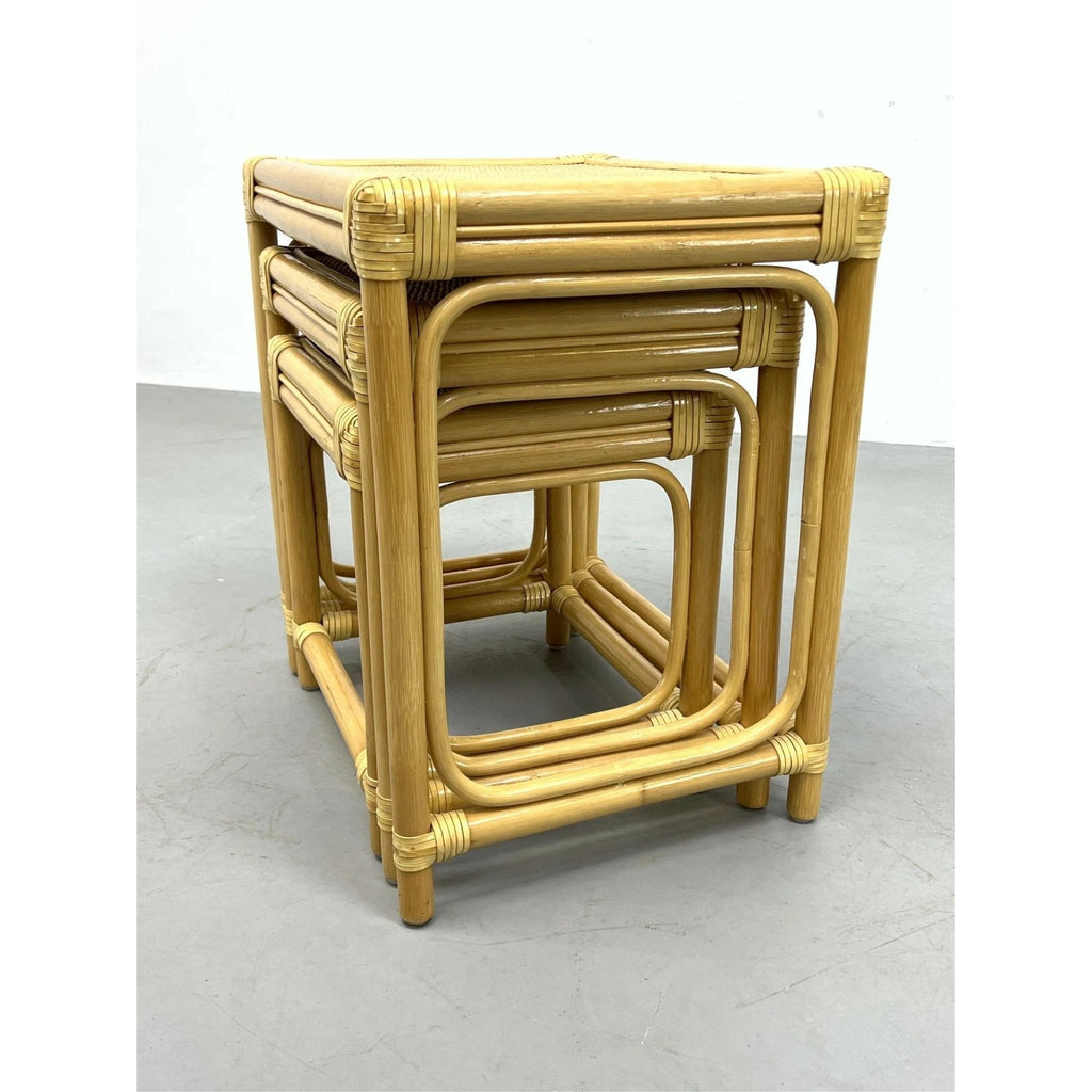 Vintage Rattan Nesting Side Tables - POSH
